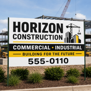 Large Horizon Construction Roadside Sign