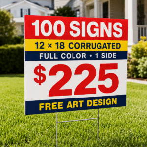 Bold corrugated sale yard sign